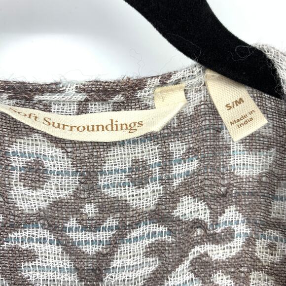 Soft Surroundings Pasha Pumpkin Wool Leopard Print Cardigan Womens Sz S/M - Picture 5 of 6